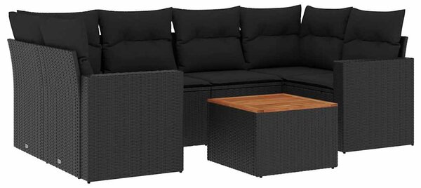 7 részes fekete polyrattan kerti ülőgarnitúra párnával