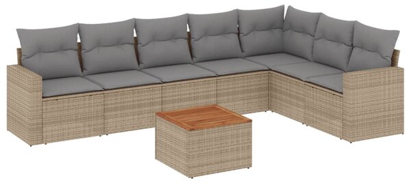 8 részes vegyes bézs polyrattan kerti ülőgarnitúra párnákkal