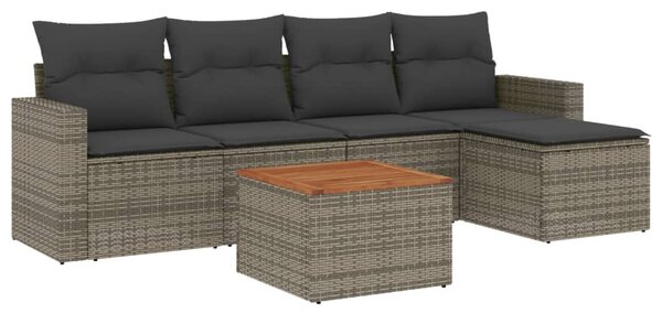 6 részes szürke polyrattan kerti ülőgarnitúra párnákkal