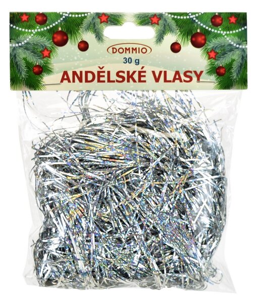 Karácsonyi dekoráció Angyalhaj 30 g, ezüst , lézerhatású