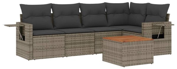 6 részes szürke polyrattan kerti ülőgarnitúra párnákkal