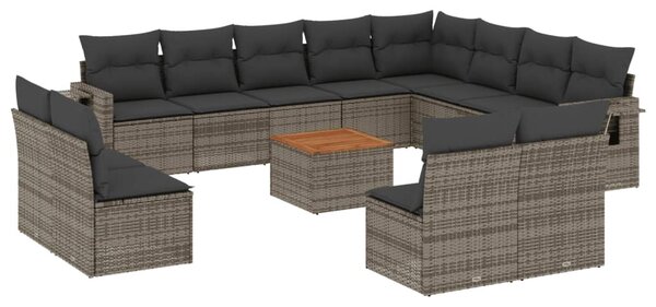 13 részes szürke polyrattan kerti ülőgarnitúra párnákkal