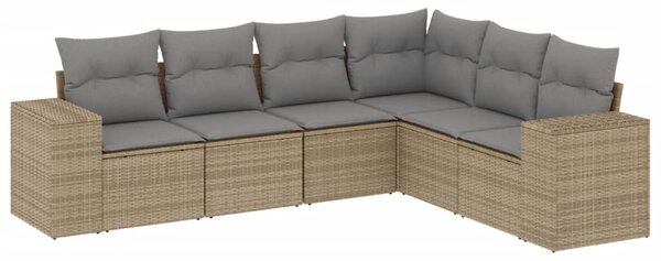 6 részes bézs polyrattan kerti ülőgarnitúra párnával