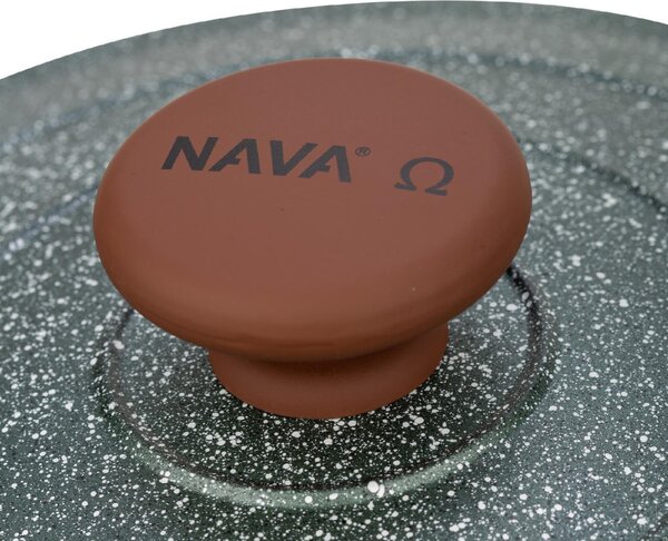 NAVA 10-255-033 Ωmega tapadásmentes öntött alumínium lábas fedővel, kőbevonattal, 28 cm