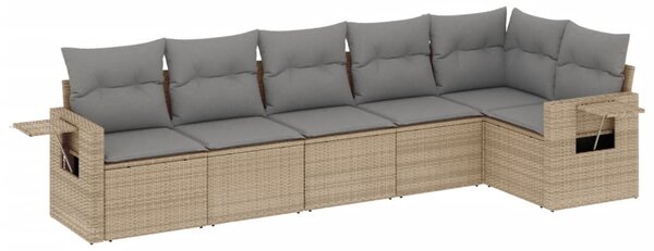 6 részes bézs polyrattan kerti ülőgarnitúra párnával