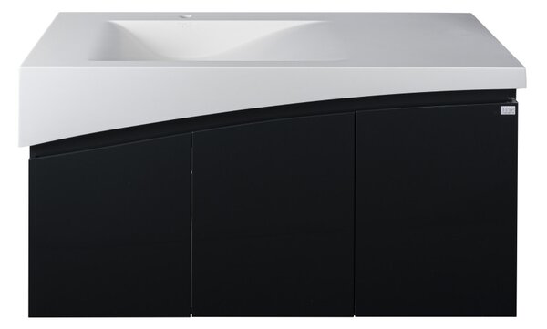 TMP SMYRNA 120 - FEKETE - fali fürdőszobabútor - Akrivit öntött műmárvány mosdóval - 120 x 48,5 cm