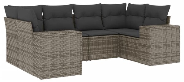 6 részes szürke polyrattan kerti ülőgarnitúra párnákkal