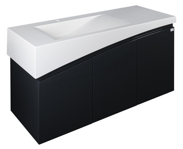 TMP SMYRNA 120 - FEKETE - fali fürdőszobabútor - Akrivit öntött műmárvány mosdóval - 120 x 48,5 cm