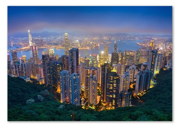 Üvegkép nyomtatás Hong kong éjjel