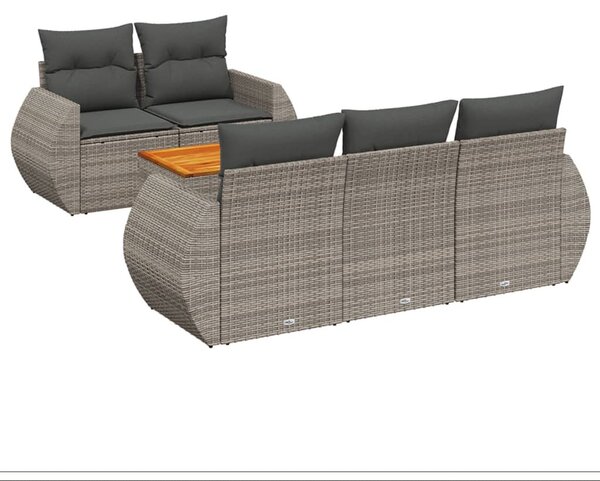 6 részes szürke polyrattan kerti ülőgarnitúra párnákkal