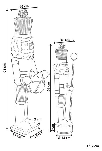 Kétdarabos dekorfigura szett KOLARI 68/91 cm Diótörő Barna