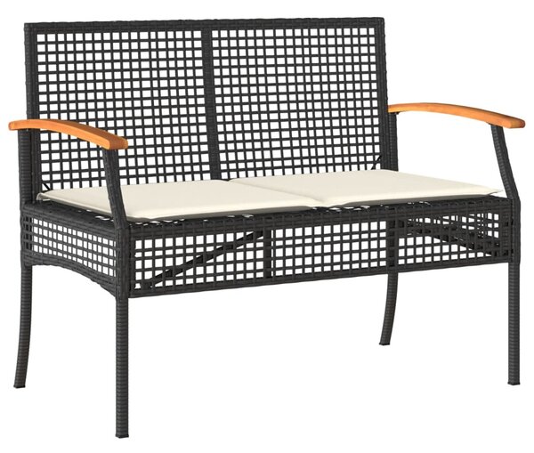 5 részes fekete polyrattan kerti étkezőgarnitúra párnákkal