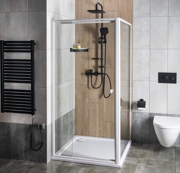 Aqualine Aqualine, AMICO összecsukható zuhanyajtó 1040-1220x1850mm, átlátszó üveg, G100