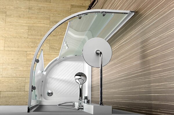 Aqualine Aqualine, ARLEN negyedkör alakú zuhanyparaván 900x900mm, üveg Tégla, BTR900