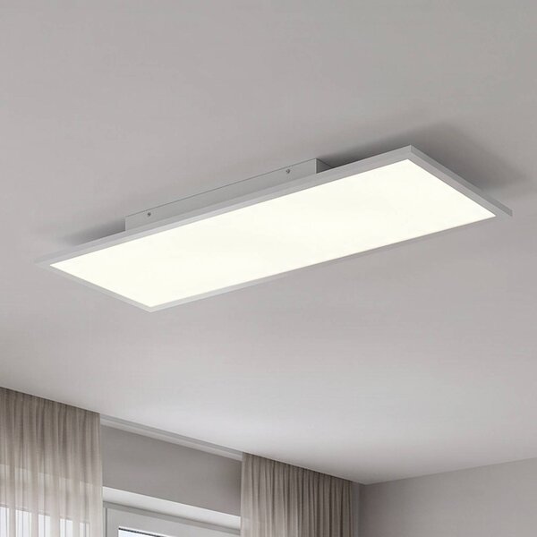 Lindby LED panel Quais, 80 x 30 cm, fehér, fém, 4,000K, Fehér / opál, Konyha, Alumínium, Modern