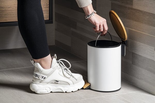 Aqualine Aqualine, BAMBUSZ kerek szemeteskuka 5l, fehér, BI007