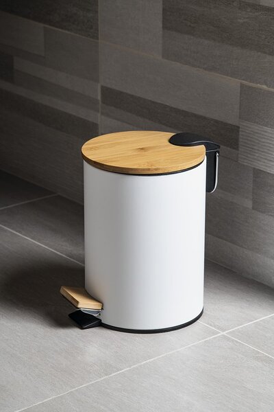 Aqualine Aqualine, BAMBUSZ kerek szemeteskuka 5l, fehér, BI007