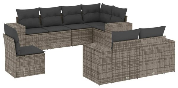 8 részes szürke polyrattan kerti ülőgarnitúra párnákkal