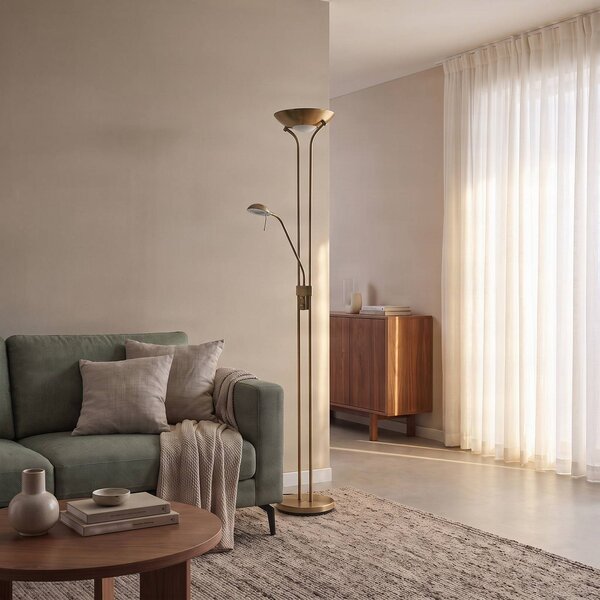 Lindby LED állólámpa Josefin, bronz, olvasólámpa, dimmelhető, dimmelhető, Bronz / antik sárgaréz, Nappali / Étkező, fém, Modern