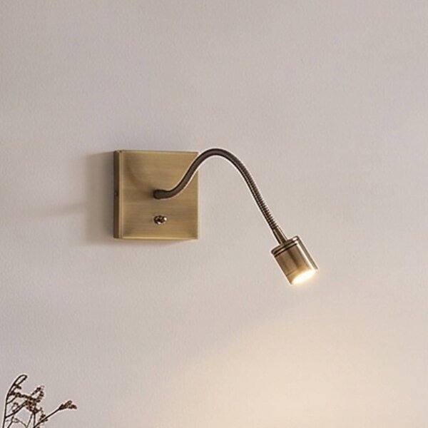 Lindby LED fali lámpa Mayar, 2, sárgaréz, olvasólámpa, 11 cm, Bronz / antik sárgaréz, Hálószoba, fém, Modern