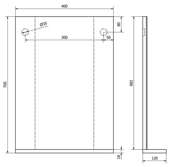 Aqualine Aqualine, BETA tükör 40x70x12cm, 57395