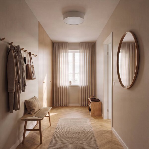 TEMAR LIGHTING Cleo mennyezeti világítás, Ø 30 cm, IP20, fehér, fém, E27, dimmelhető, Fehér / opál, Nappali / Étkező, Modern