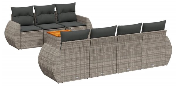 8 részes szürke polyrattan kerti ülőgarnitúra párnákkal