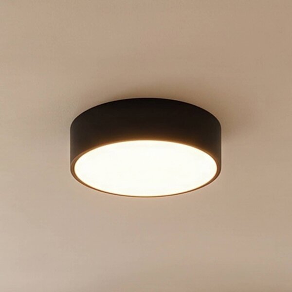TEMAR LIGHTING Cleo 300 mennyezeti világítás, IP54, Ø 30 cm, fekete, dimmelhető, Fekete, Nappali / Étkező, fém, Modern