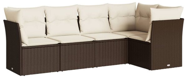 5 részes barna polyrattan kerti ülőgarnitúra párnával