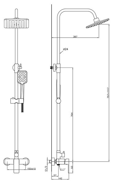 Aqualine Aqualine, FACTOR zuhanyoszlop, króm, FC960