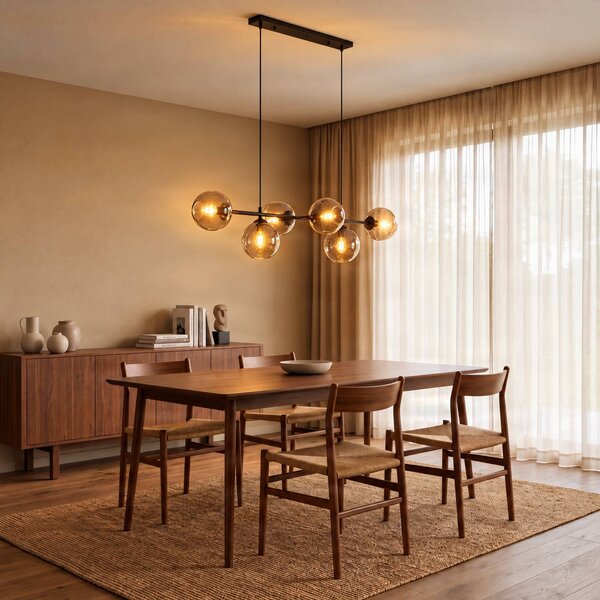 EMIBIG LIGHTING Üveges függőlámpa, 8-as lámpa, fekete, grafit, üveg, E14, dimmelhető, Fekete, Nappali / Étkező, Üveg, Modern