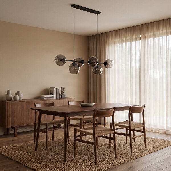 EMIBIG LIGHTING Üveges függőlámpa, 8-as lámpa, fekete, grafit, üveg, E14, dimmelhető, Fekete, Nappali / Étkező, Üveg, Modern
