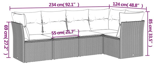 5 részes bézs polyrattan kerti ülőgarnitúra párnákkal