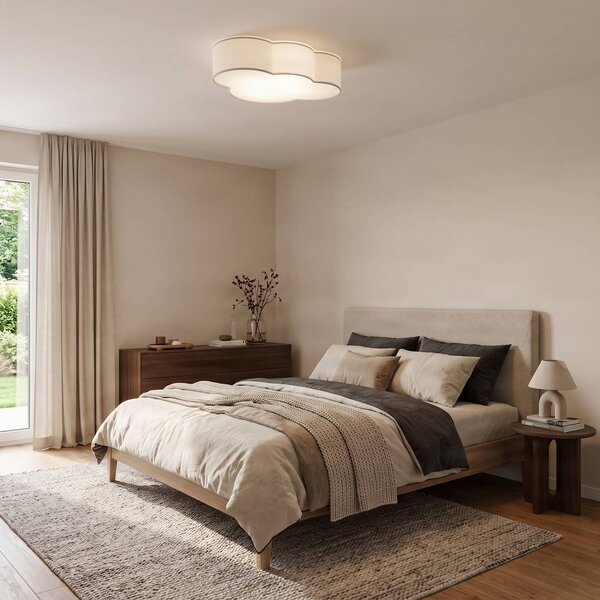 TK Lighting Cloud mennyezeti lámpa, fehér, textil, hossza 62 cm, E27, 4 lámpás., dimmelhető, Fehér / opál, Nappali / Étkező, Textil / szövet / selyem, Fiatalos életstílus