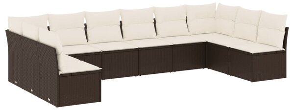 10 részes barna polyrattan kerti ülőgarnitúra párnákkal