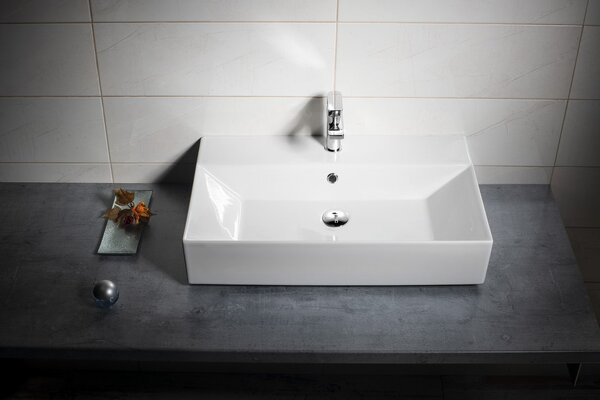 Aqualine Aqualine, Kerámia mosdókagyló 70x42cm, munkalap, 10SF50070