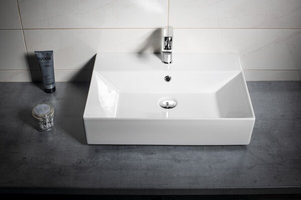 Aqualine Aqualine, Kerámia mosdókagyló 60x42cm, munkalap, 10SF50060