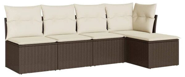 5 részes barna polyrattan kerti ülőgarnitúra párnával