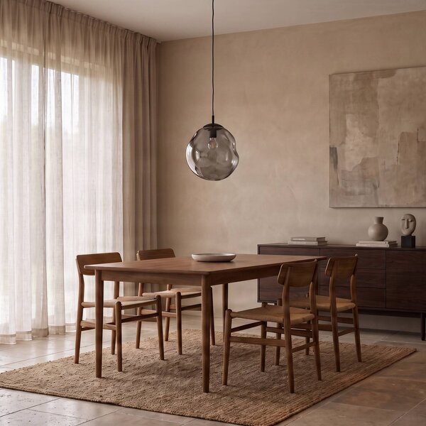 TK Lighting Sol üveg függőlámpa, Ø 35cm, fekete/füstszürke, dimmelhető, Tiszta / átlátszó, Nappali / Étkező, Üveg, Modern