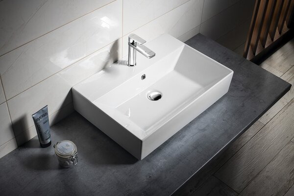 Aqualine Aqualine, Kerámia mosdókagyló 60x42cm, munkalap, 10SF50060