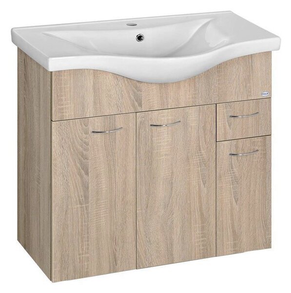 Aqualine Aqualine, KERAMIA FRESH mosdó szekrény 74,5x74x34,7cm, platina tölgy, 50083