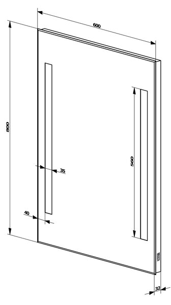 Aqualine Aqualine, LED háttérvilágítású tükör 60x80cm, gombos kapcsoló, ATH6