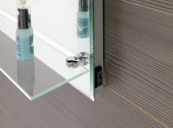 Aqualine Aqualine, LED háttérvilágítású tükör 60x80cm, üvegpolc, gombos kapcsoló, ATH53