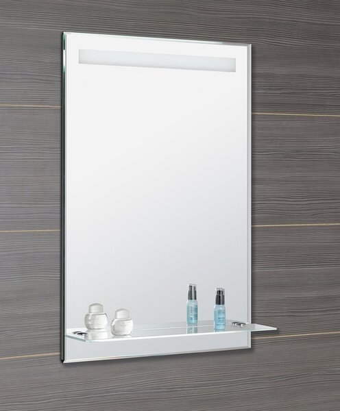 Aqualine Aqualine, LED háttérvilágítású tükör 60x80cm, üvegpolc, gombos kapcsoló, ATH53