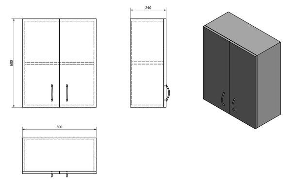 Aqualine Aqualine, SIMPLEX ECO függő szekrény 50x60x24cm, SIME530