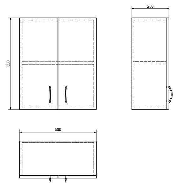 Aqualine Aqualine, SIMPLEX ECO függő szekrény 60x60x24cm, SIME535
