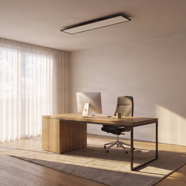 Lindby LED panel Lamin, fekete, 120cm, CCT, dimmelhető, távirányítós, dimmelhető, Fekete, Nappali / Étkező, Modern