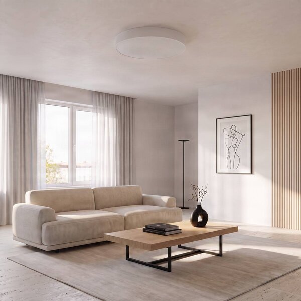 TEMAR LIGHTING Cleo mennyezeti lámpa, Ø 60 cm, IP20, fehér, fém, E27, dimmelhető, Fehér / opál, Nappali / Étkező, Modern