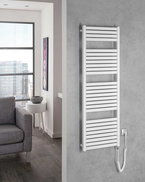 Aqualine Aqualine, TONDI-E elektromos fűtőtest, egyenes, 450x1330 mm, 500W, fehér, DE470T