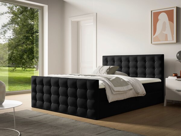Wilsondo CALVANI boxspring franciaágy fedőmatraccal - fekete Méret: 180x200